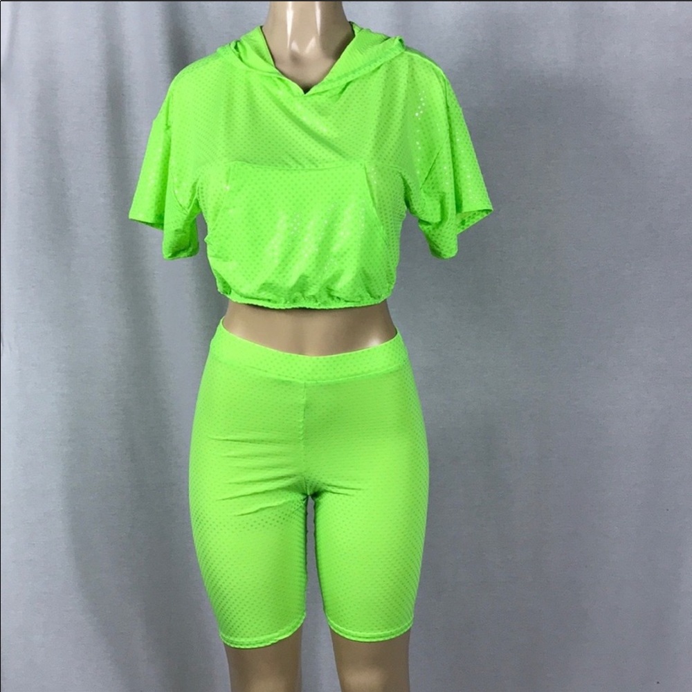 Hooded Crop Top & Biker Shorts Set